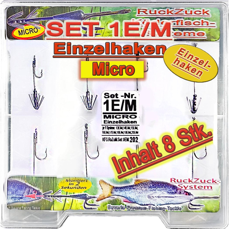 RuckZuck-Köderfisch-System "MICRO/MINI"  EINZELHAKEN.......'Set.1E/M 202'